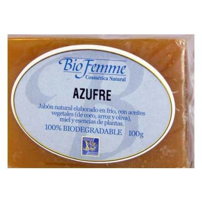 AZUFRE (ZOLFO) JABON BIOFEMME 100gr, espec�fico para el acn� juvenil y pieles muy grasas.