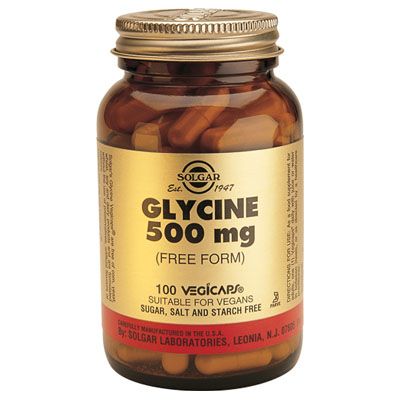 GLICINA Glycine 500 mg 100 cap, act�a en la s�ntesis del ADN, los fosfol�pidos y el col�geno.