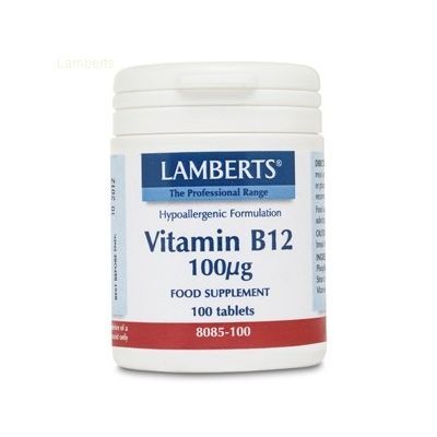 VITAMINA B12 100mcg 100comp, interviene en la regeneraci�n de la m�dula �sea, el metabolismo del tejido nervioso y el sistema cardiovascular.