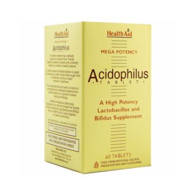 Antibi�tico natural ACIDOPHILUS Mega Potency HEALTH AID 60comp, para regenerar la flora intestinal simbi�tica y regular nuestro aparato digestivo.